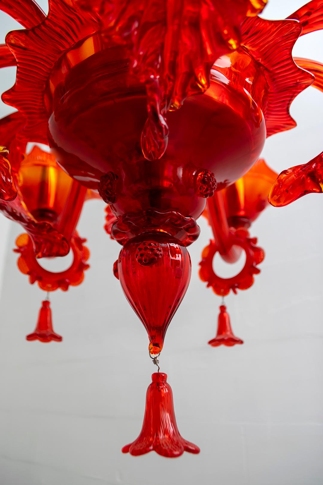 Murano Red Glass Chandelier by Sylcom, 1987 1