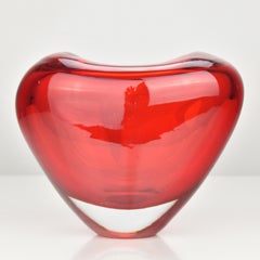 Jarrón de cristal artístico "Cuore" Corazón Rojo de Murano de Maria Christina Hamel para Salviati