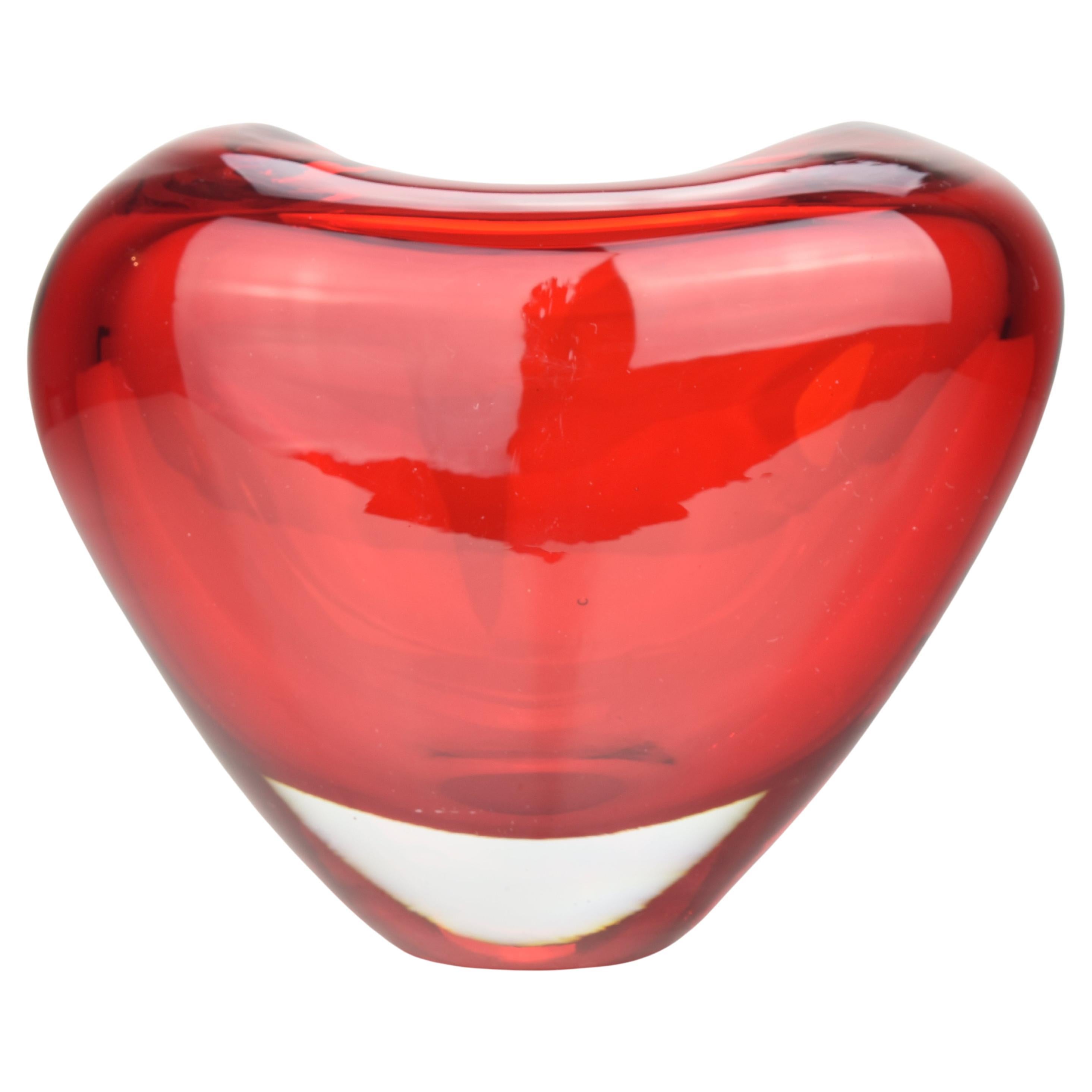 Murano Red Heart "Cuore" Art Glass Vase by Maria Christina Hamel for Salviati