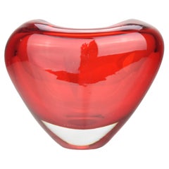 Murano Red Heart "Cuore" Art Glass Vase by Maria Christina Hamel for Salviati