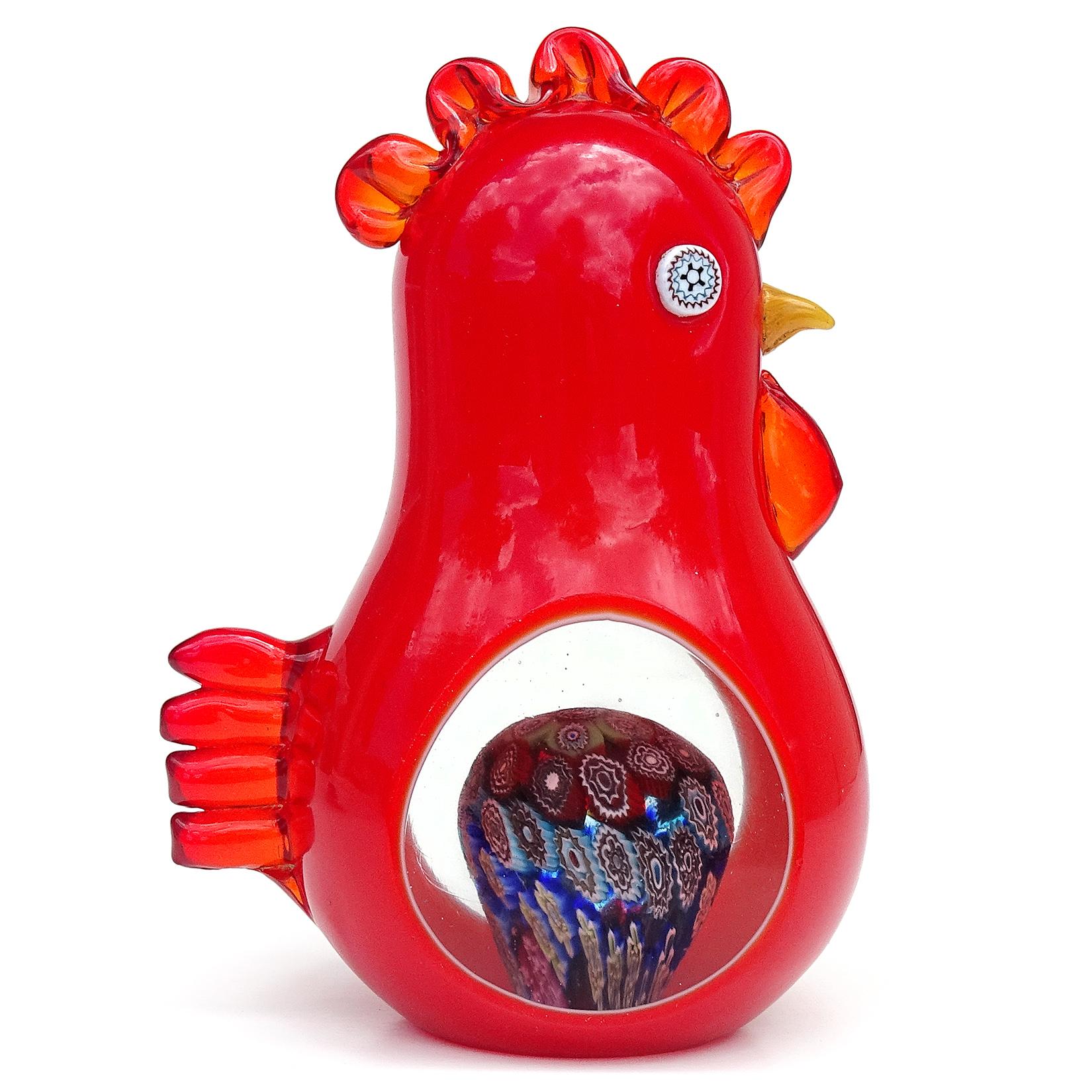 red glass rooster