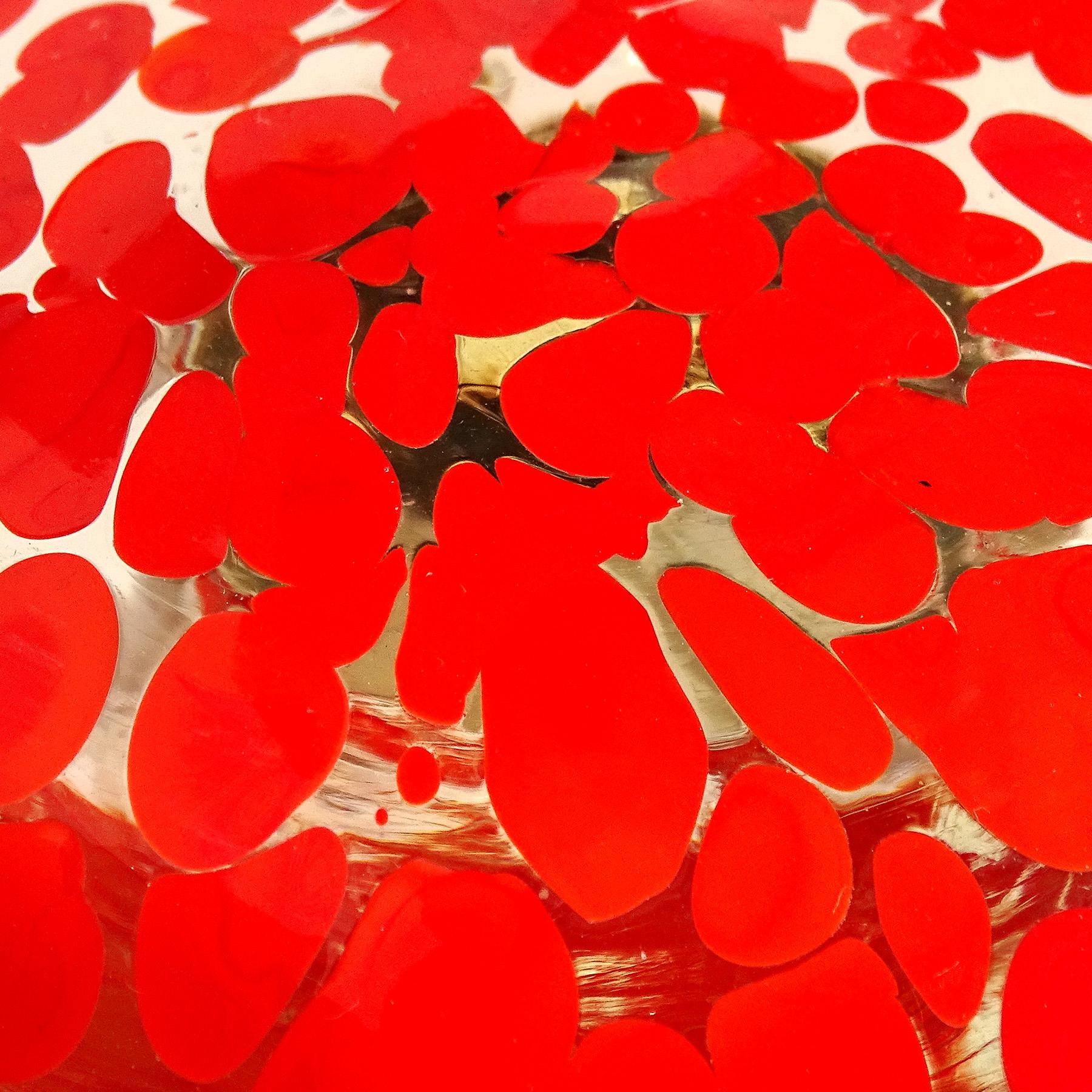 Pisapapeles Murano Rojo Naranja Arte Italiano Vidrio Seta Seta Figurilla en Bueno Estado en Kissimmee, FL