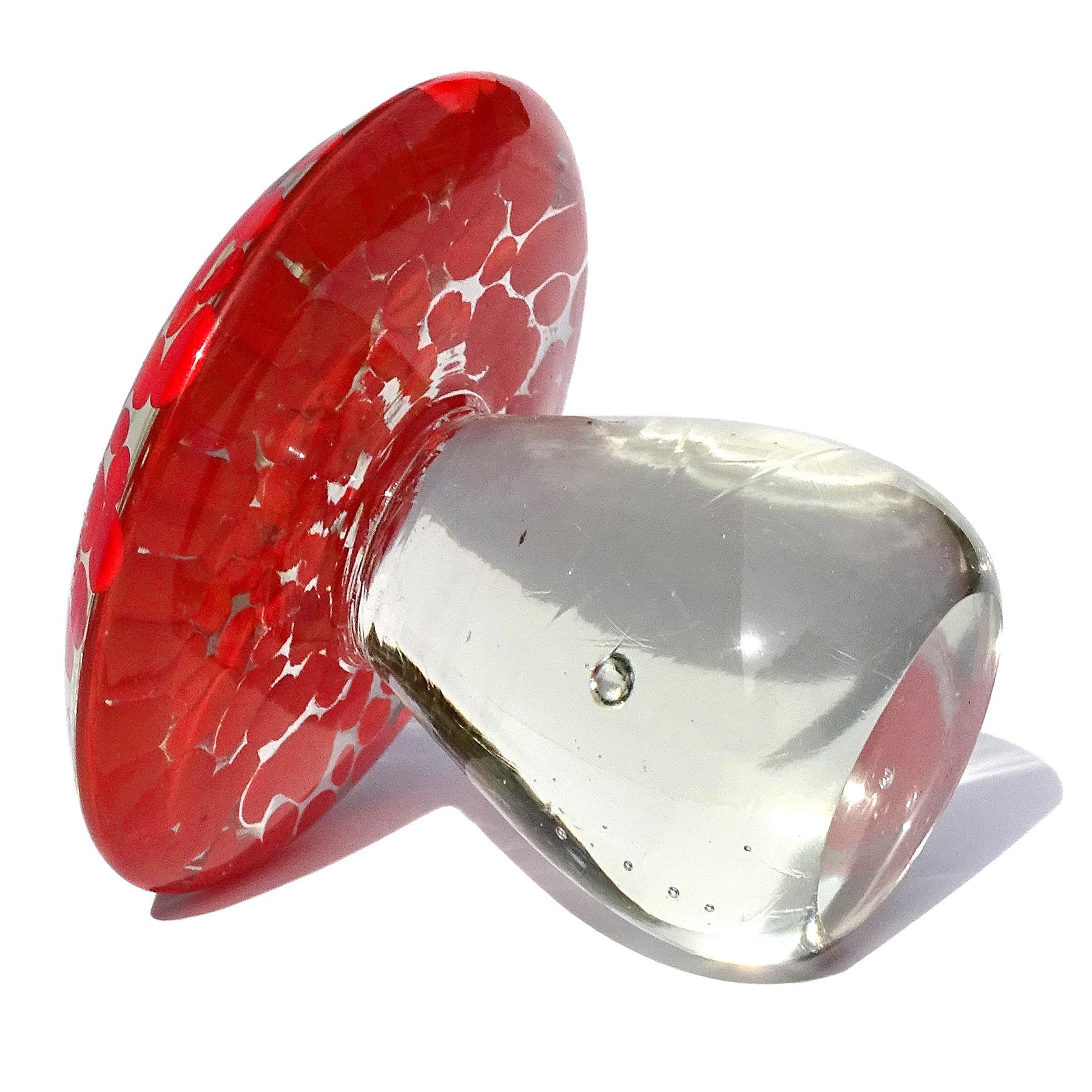 Pisapapeles Murano Rojo Naranja Arte Italiano Vidrio Seta Seta Figurilla siglo XX