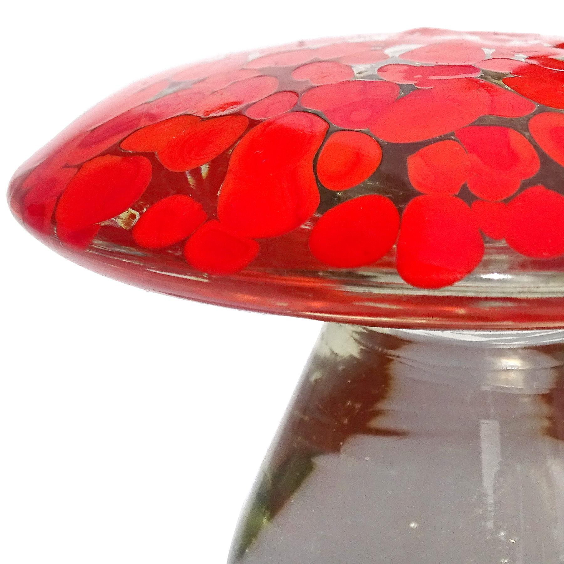 Pisapapeles Murano Rojo Naranja Arte Italiano Vidrio Seta Seta Figurilla Moderno de mediados de siglo