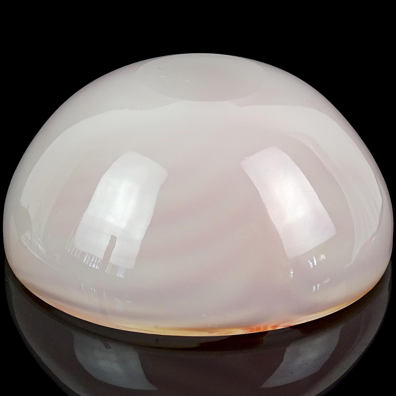 20th Century Murano Red Orange White Opal Psychedelic Optic Swirl Italian Art Glass Bowl For Sale