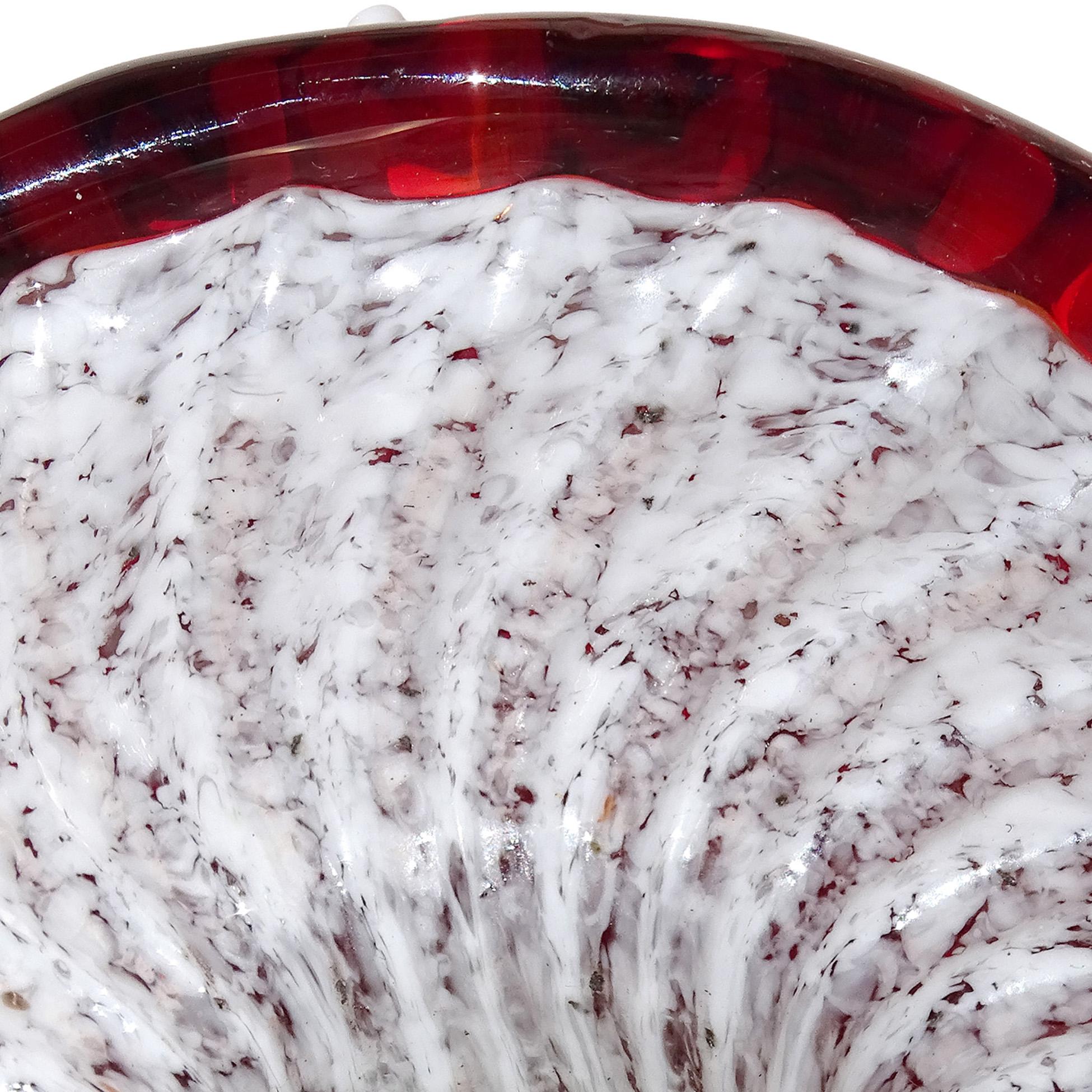 Vetro Scultura in vetro artistico di Murano con fungo e macchia bianca, poggia-carte in vendita