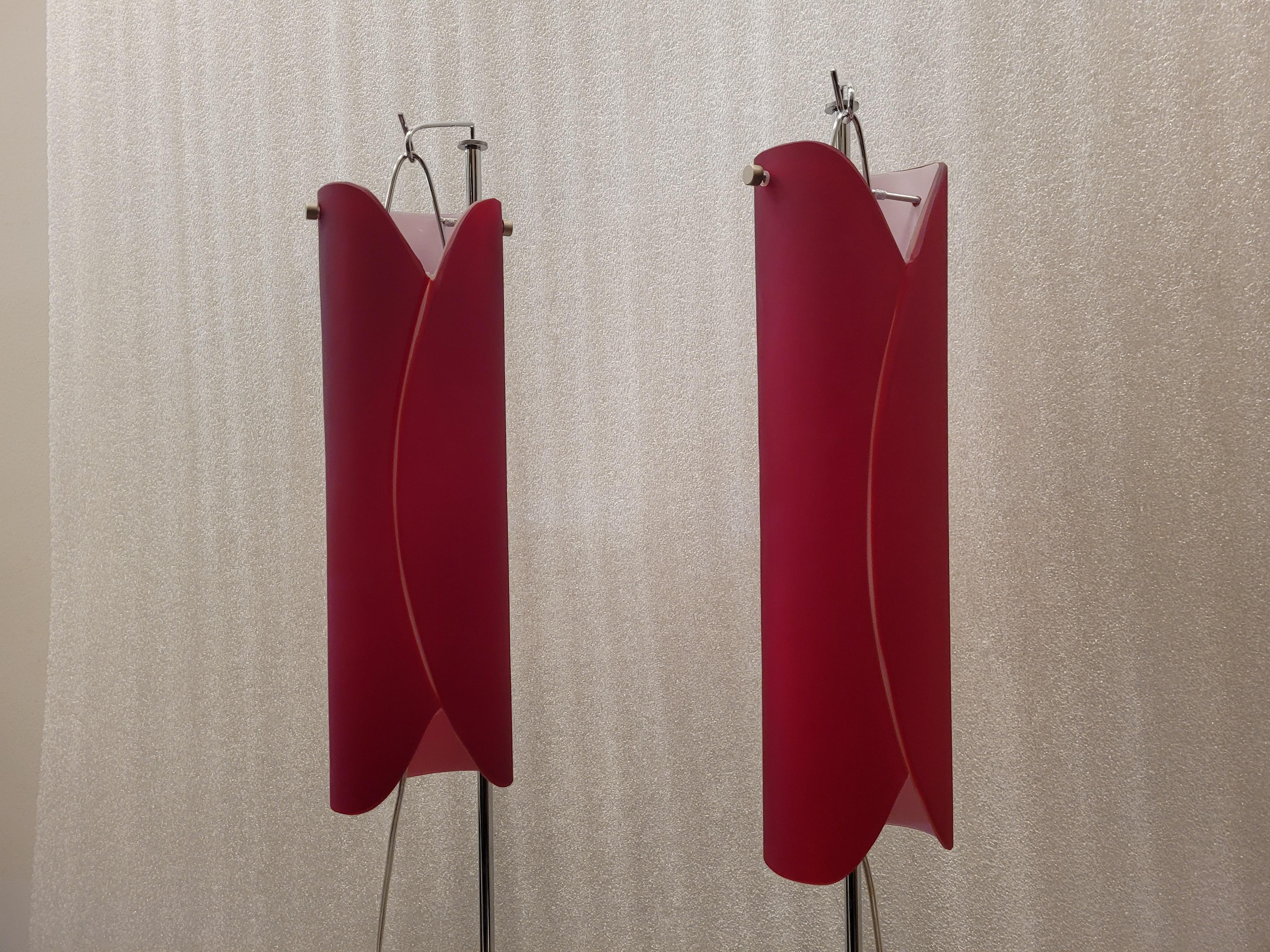 MURANO Red white steel crystal Floor Lamps , by Roche Bobois In Excellent Condition In Valladolid, ES