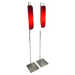 MURANO Red white steel crystal Floor Lamps , by Roche Bobois