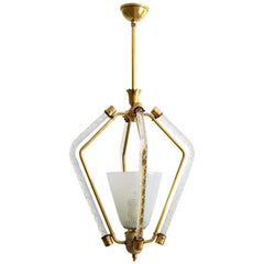 Murano Reticello Ceiling Lamp or Lantern, 1950s