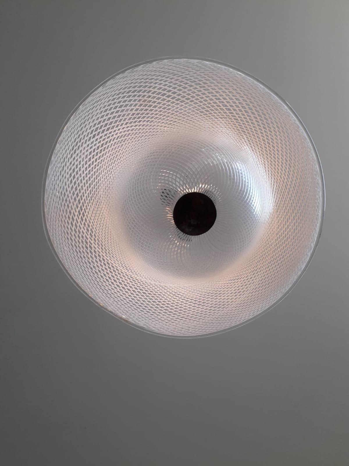 20ième siècle Lampe à suspension Reticello de Murano par Carlo Scarpa pour Venini en vente