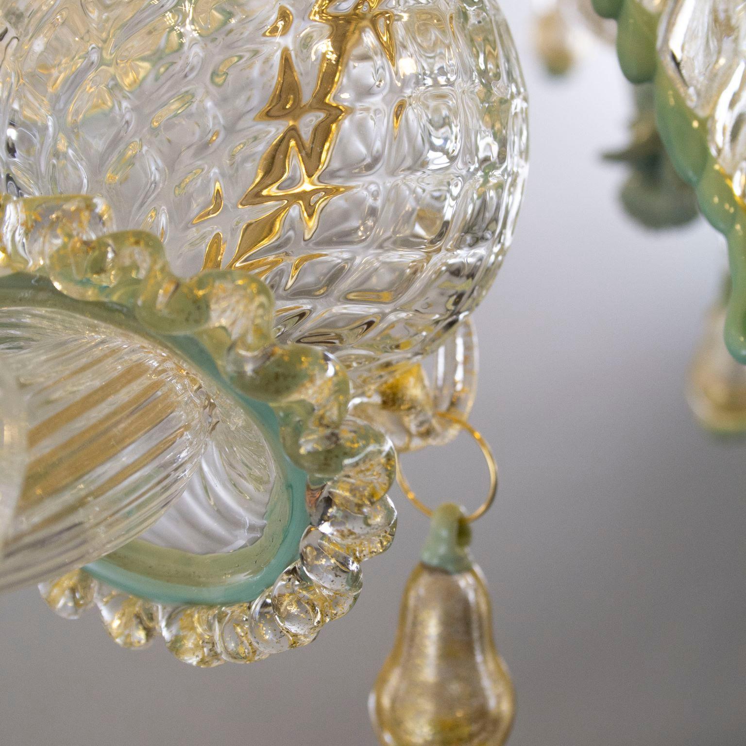 Lampadario Rezzonico di Murano a 10 bracci, vetro chiaro-multicolore  Multiforme In condizioni Nuovo in vendita a Trebaseleghe, IT