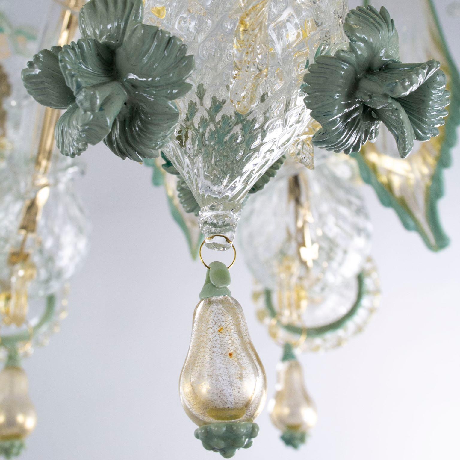 Lampadario Rezzonico di Murano a 10 bracci, vetro chiaro-multicolore  Multiforme in vendita 2