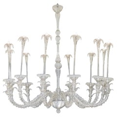 Murano "Rezzonico" Cristallo Pura Glass Fountain Chandelier