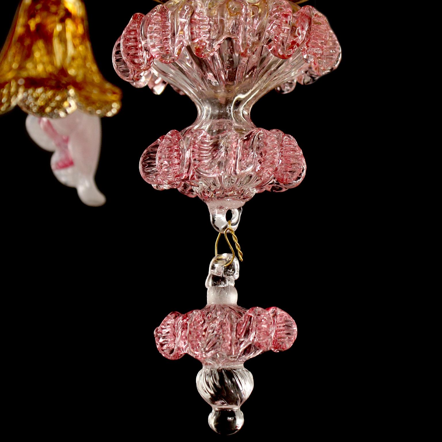 Murano Rezzonico Sconce 3+2 braccia in vetro trasparente e multicolore Toffee, Multiforme In condizioni Nuovo in vendita a Trebaseleghe, IT