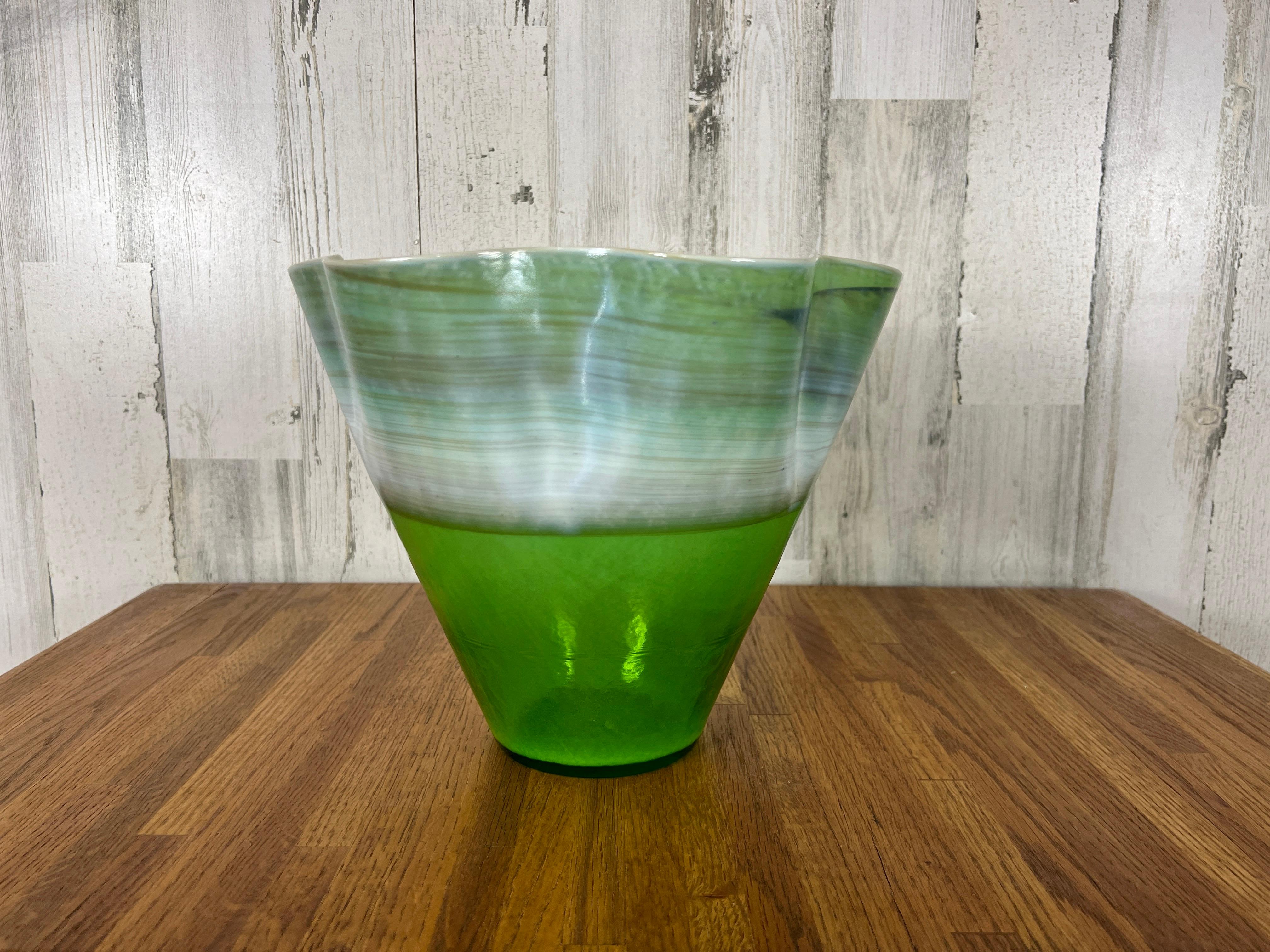 Modern  Murano Ribbon Glass Vase  For Sale