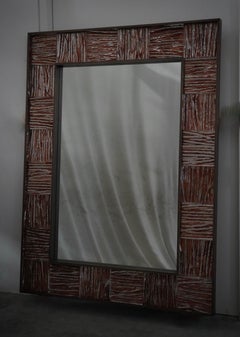 Murano Rose Gold Art Glass and Brass Art Deco Italian Console Wall Mirror, 2020
