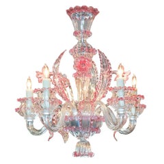 Murano Rose-Tinted Glass Chandelier, circa 1920