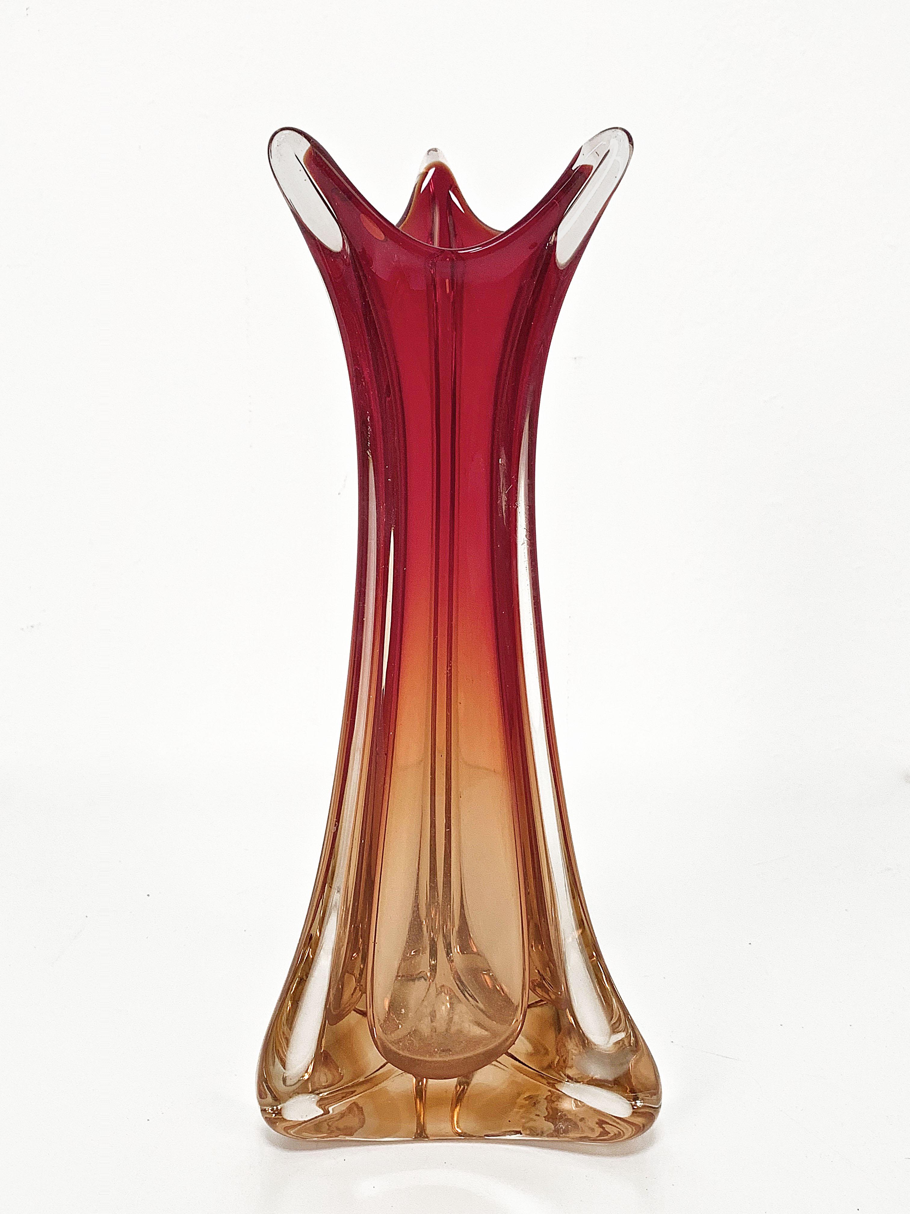 Murano Rosso Murano Glass Vase, Midcentury Attributed to Flavio Poli Italy 1950s 4