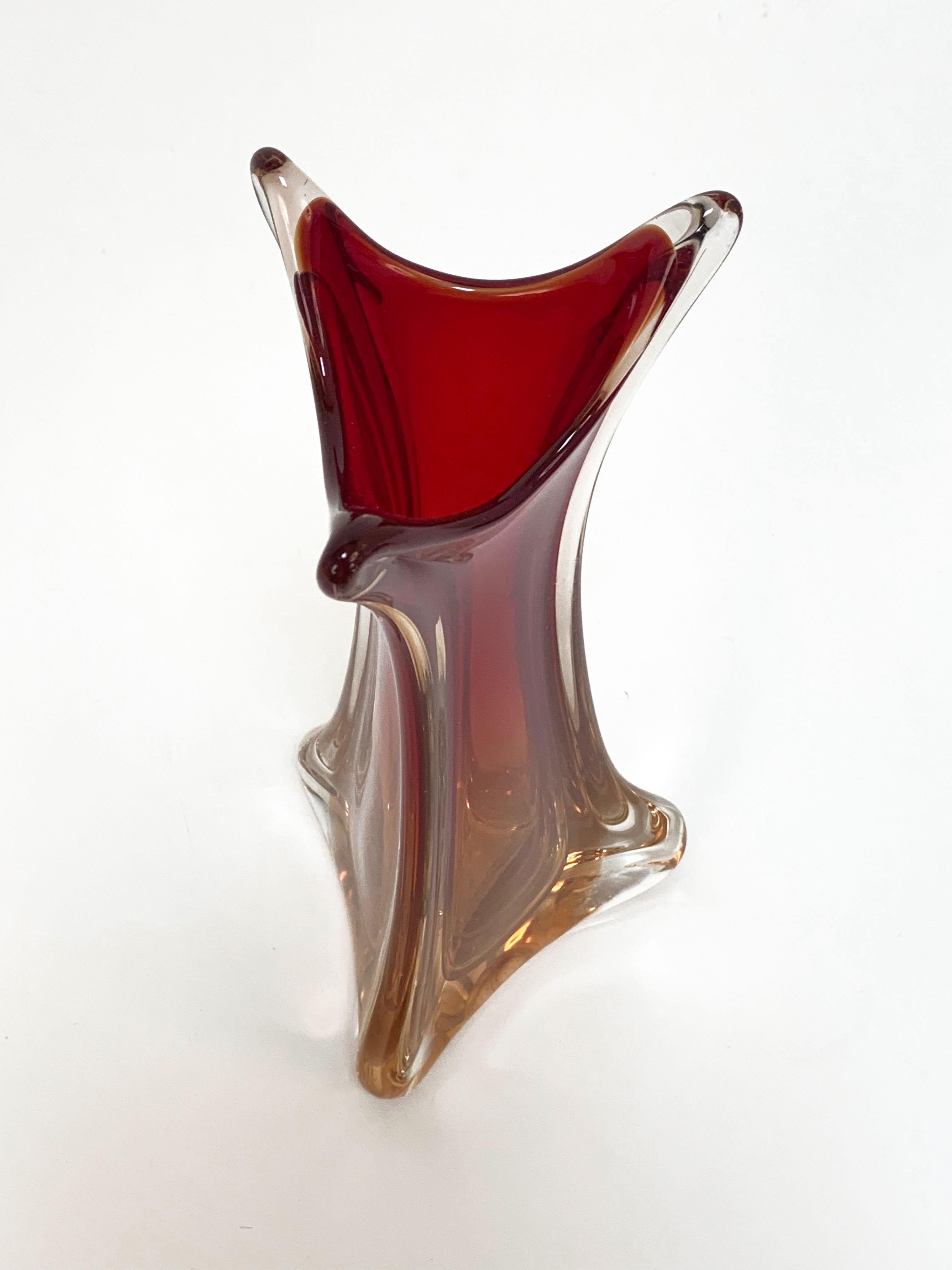 Murano Rosso Murano Glass Vase, Midcentury Attributed to Flavio Poli Italy 1950s 5