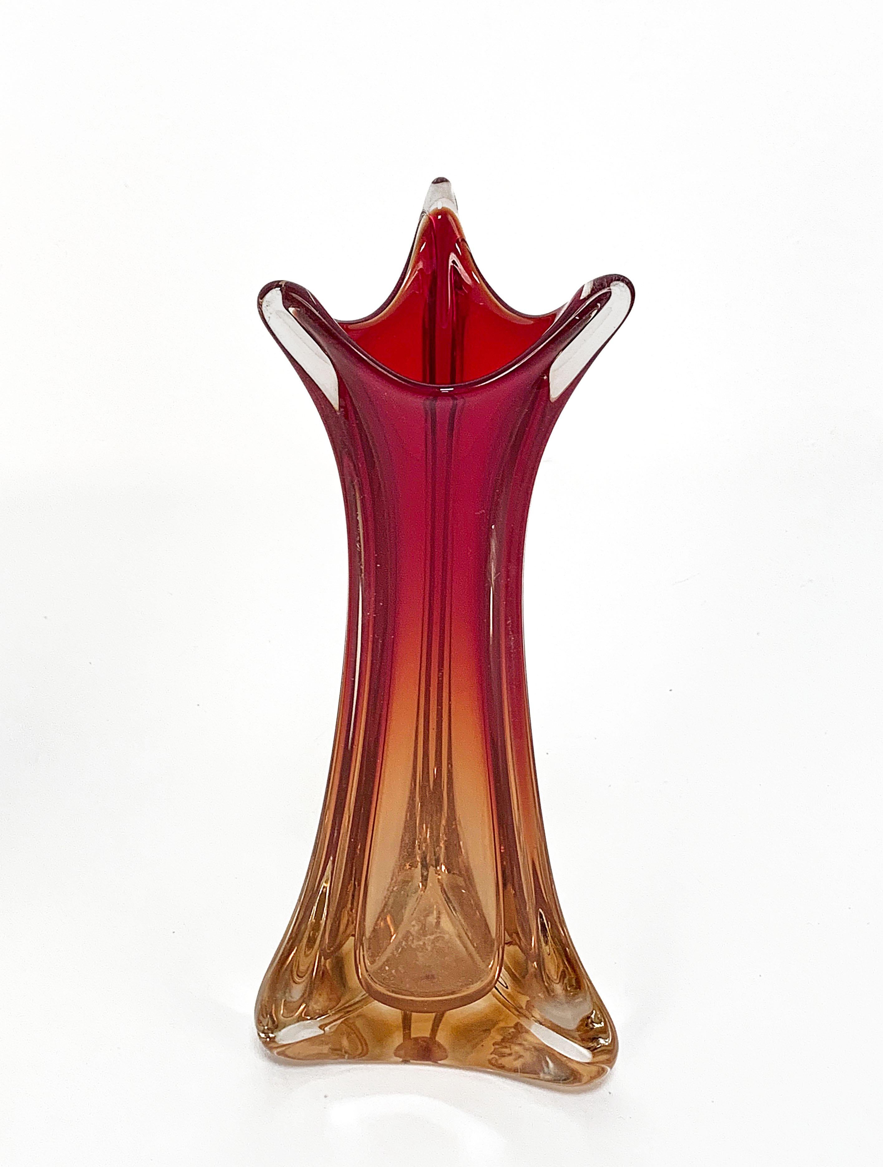 Murano Rosso Murano Glass Vase, Midcentury Attributed to Flavio Poli Italy 1950s 6