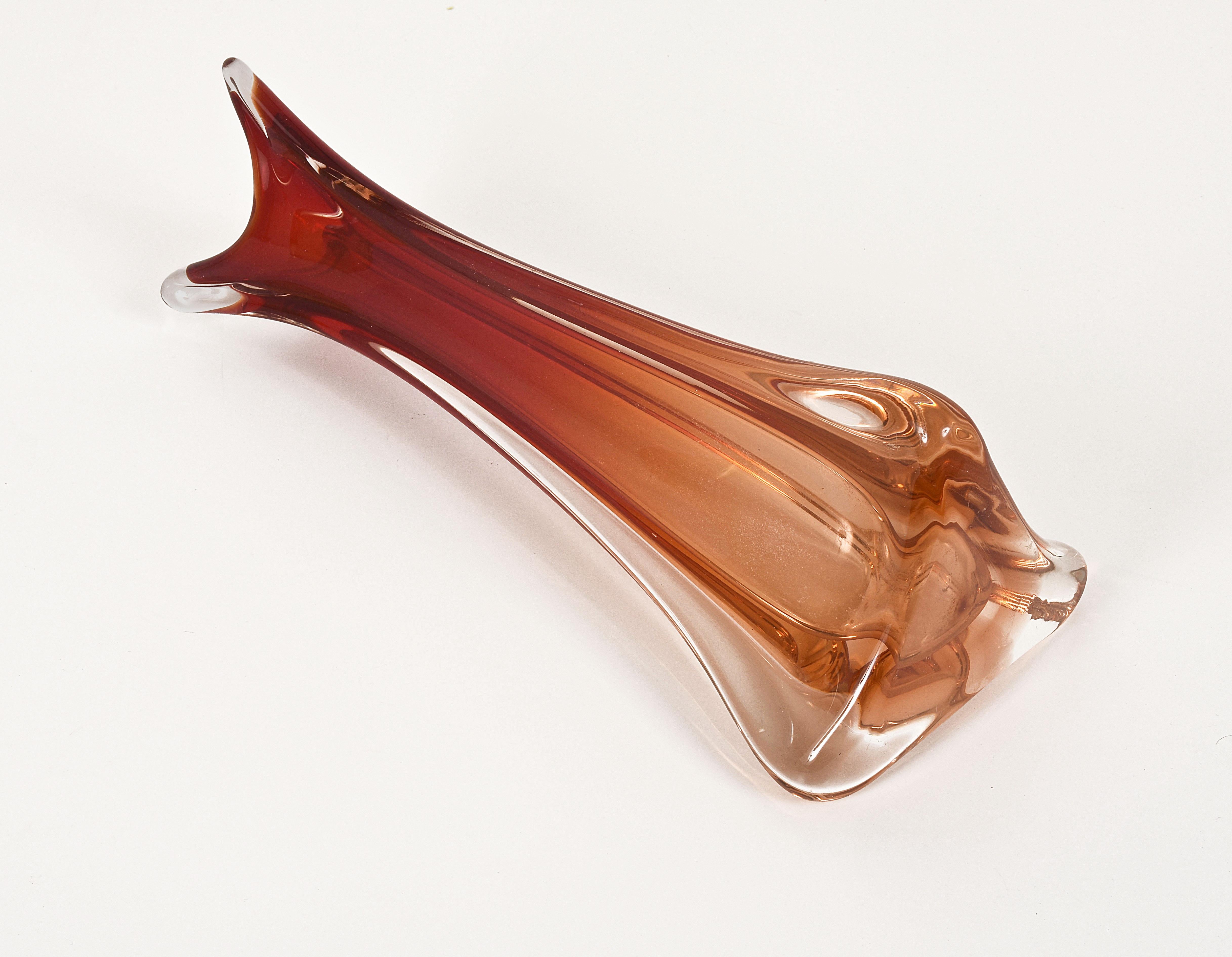 Murano Rosso Murano Glass Vase, Midcentury Attributed to Flavio Poli Italy 1950s 7