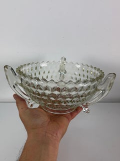Murano Rostrato Glass Centerpiece Bowl Attributed to Barovier & Toso, 1930s