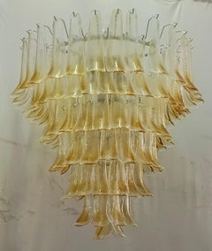 Murano Round Ambra / Transparent Color Mid-Century Chandelier, 2020