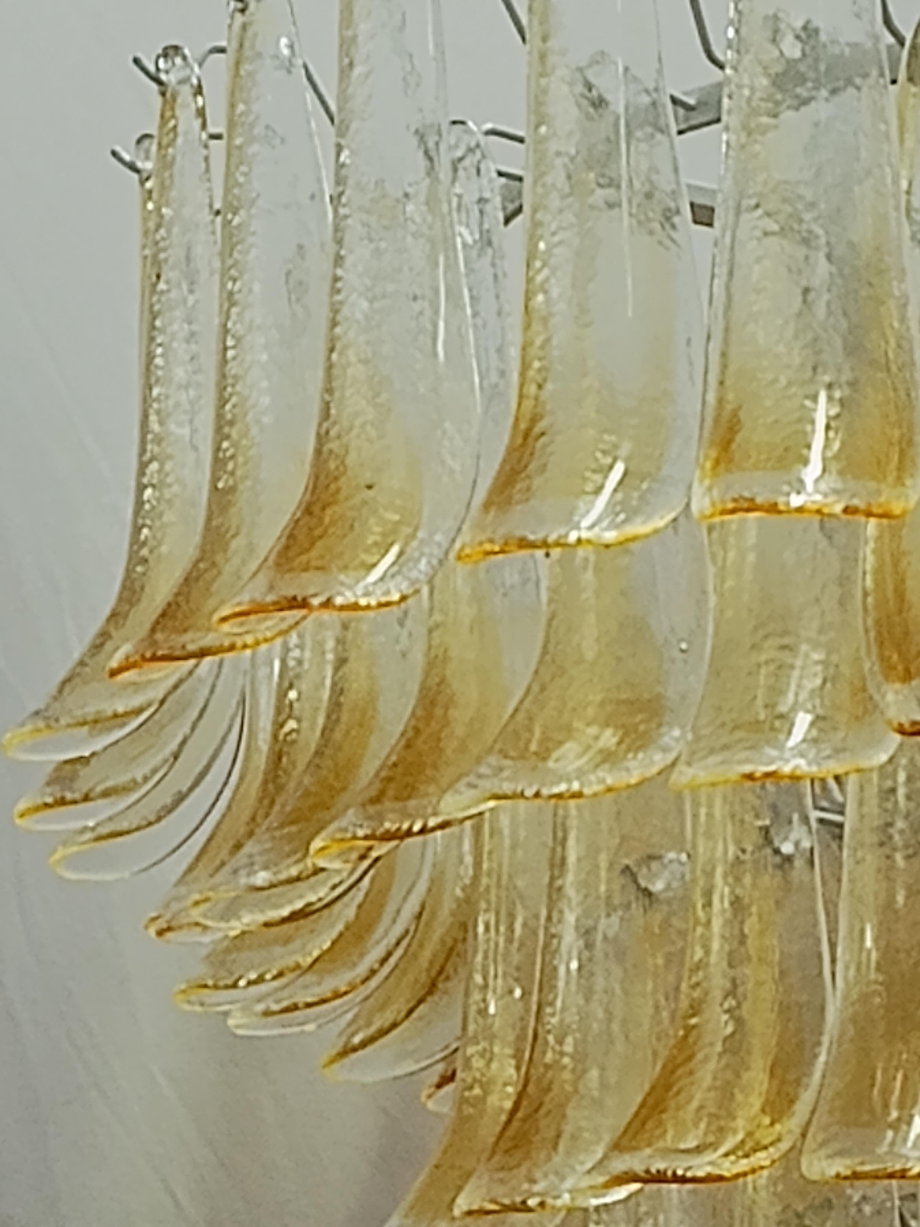 Mid-Century Modern Murano Round Ambra / Transparent Color Mid-Century Chandelier, 2020 For Sale