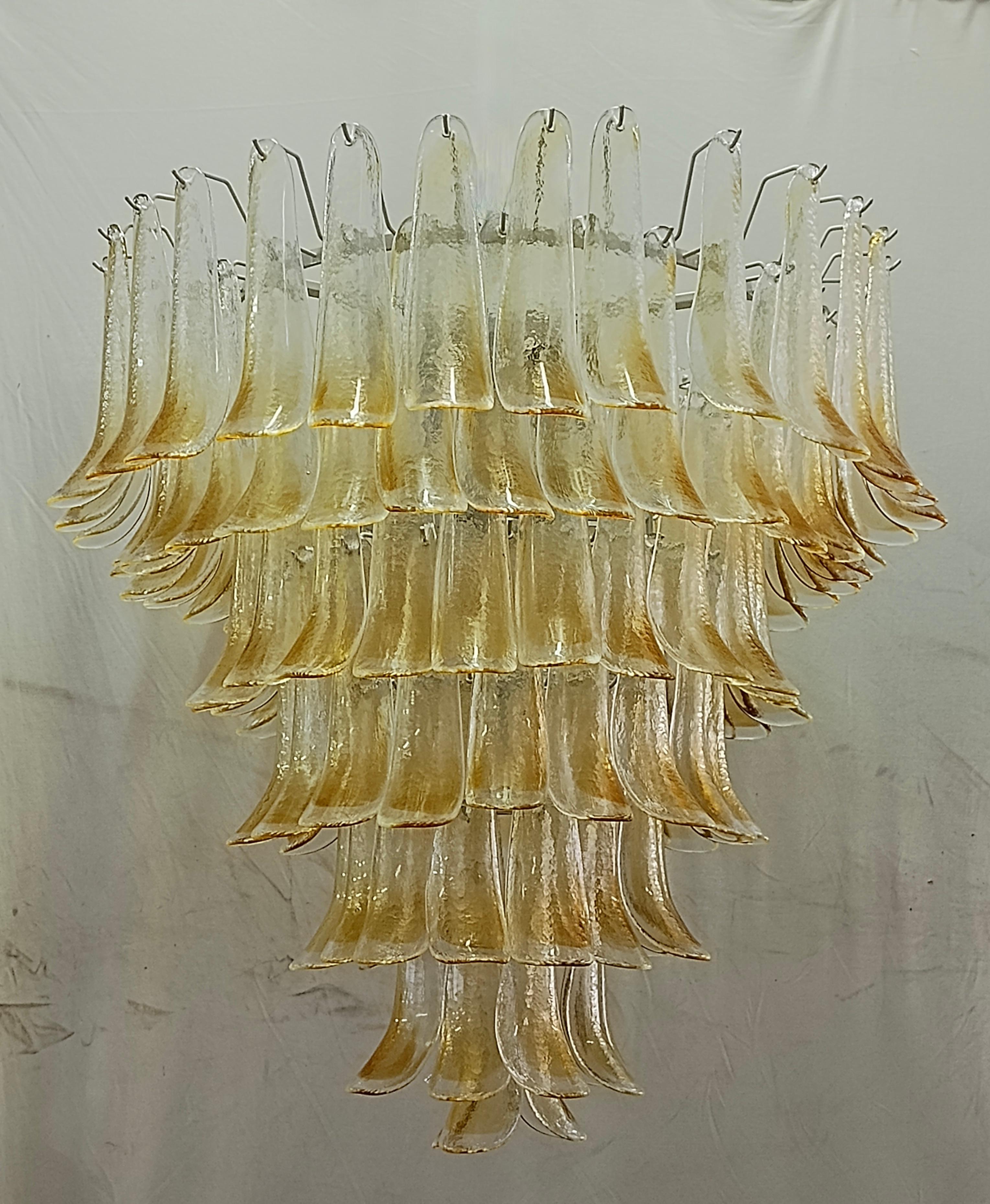 Italian Murano Round Ambra / Transparent Color Mid-Century Chandelier, 2020 For Sale