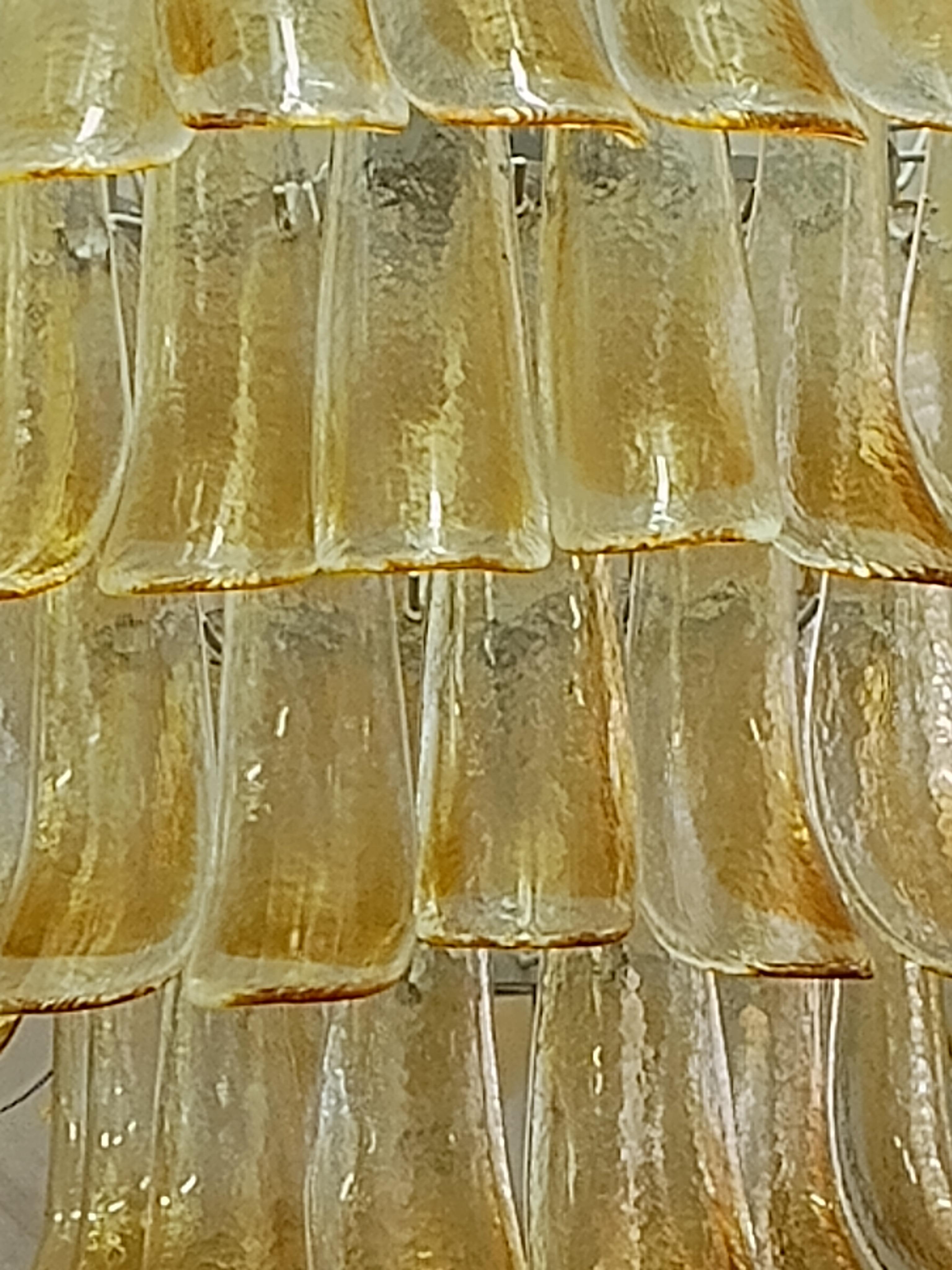 Murano Round Ambra / Transparent Color Mid-Century Chandelier, 2020 In Good Condition For Sale In Rome, IT