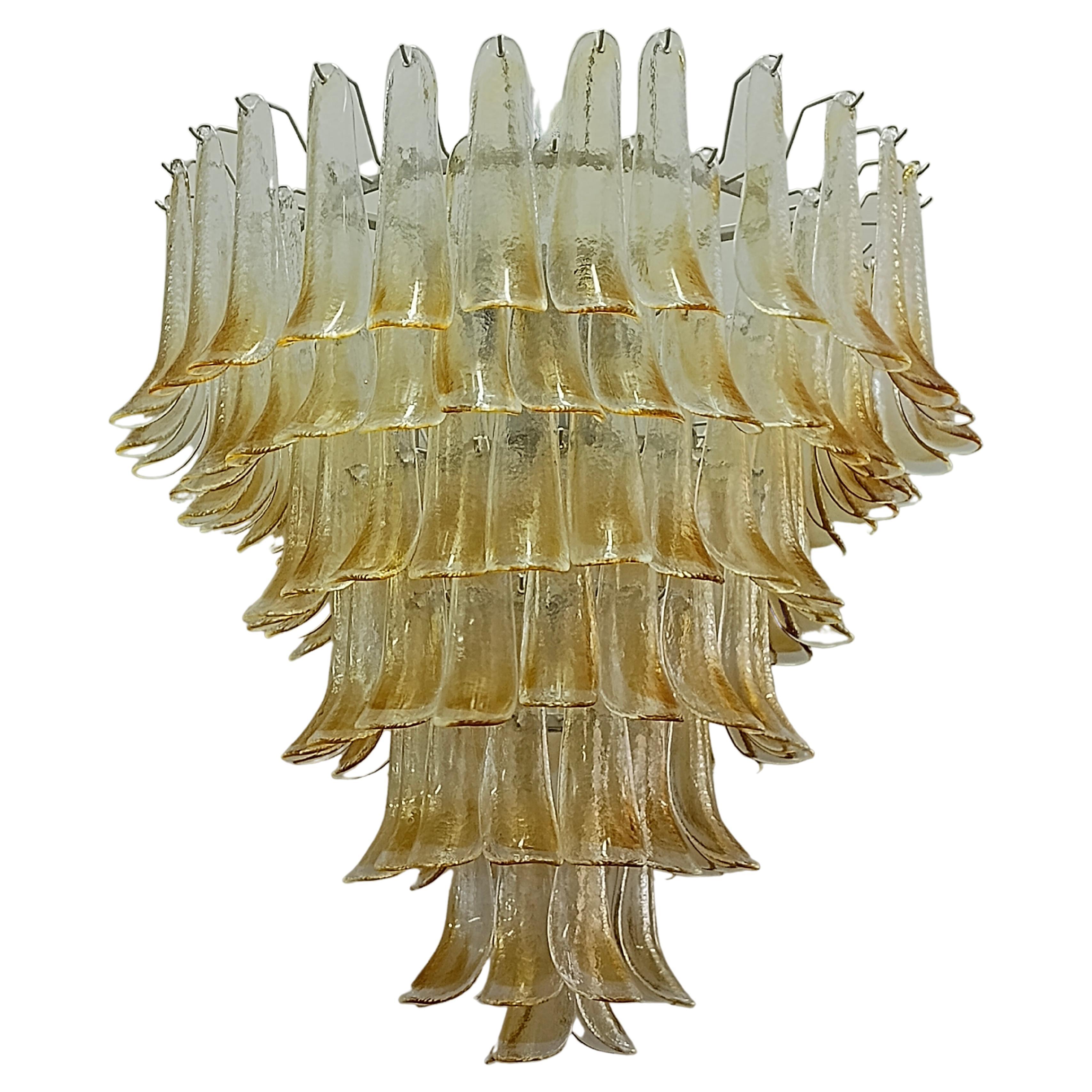 Murano Round Ambra / Transparent Color Mid-Century Chandelier, 2000 For Sale