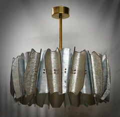Murano Round Art Glass and Brass Chandelier and Pendant, 2000