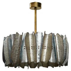 Murano Round Art Glass and Brass Chandelier and Pendant, 2000