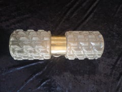 Murano Round Art Glass and Brass Dove-Gray Color MidCentury Wall Light, 2020