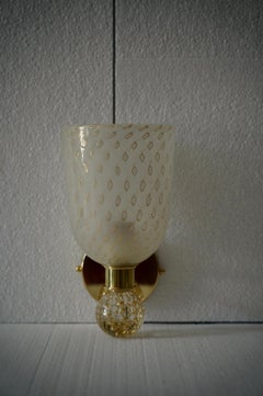 Murano Round Art Glass and Brass Gold Color Wall Light and Sconces, 2020