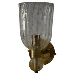 Murano Round Art Glass and Brass Gold Color Wall Light and Sconces, 2020