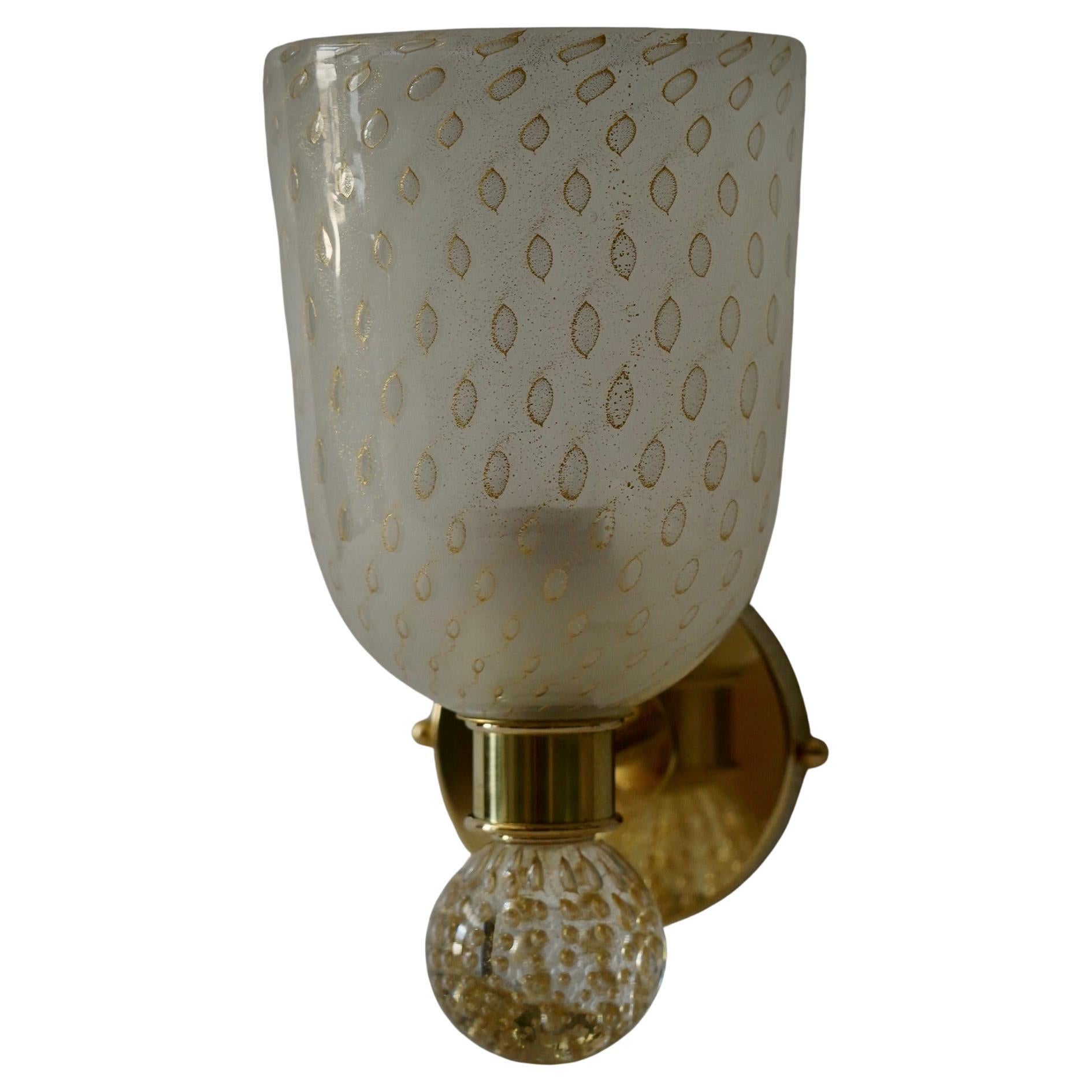 Murano Round Art Glass and Brass Gold Color Wall Light and Sconces, 2020