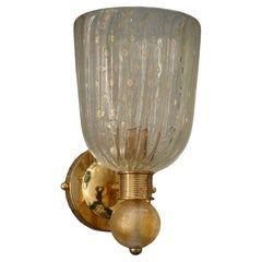 Murano Round Art Glass and Brass Gold Color Wall Light and Sconces, 2020