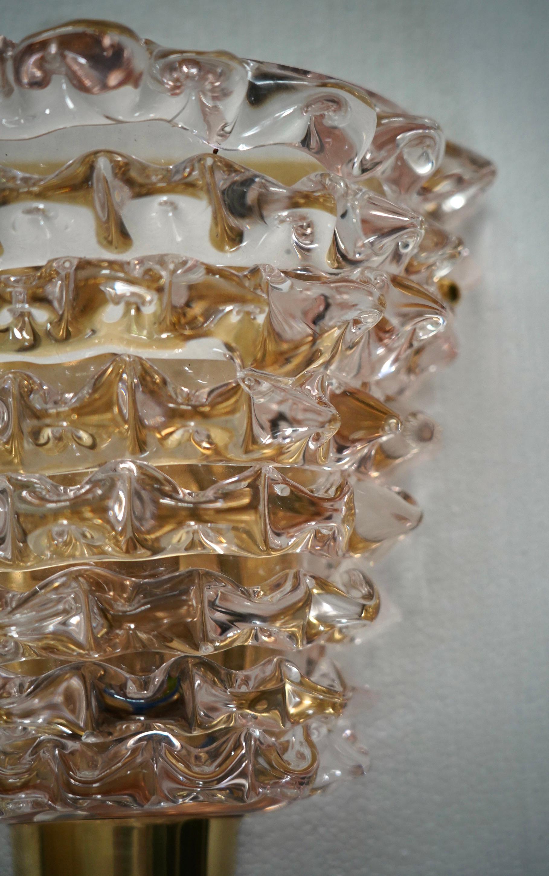 Aplique Redondo de Murano y Latón Color Rosa Claro, 2000 Siglo XXI y contemporáneo en venta