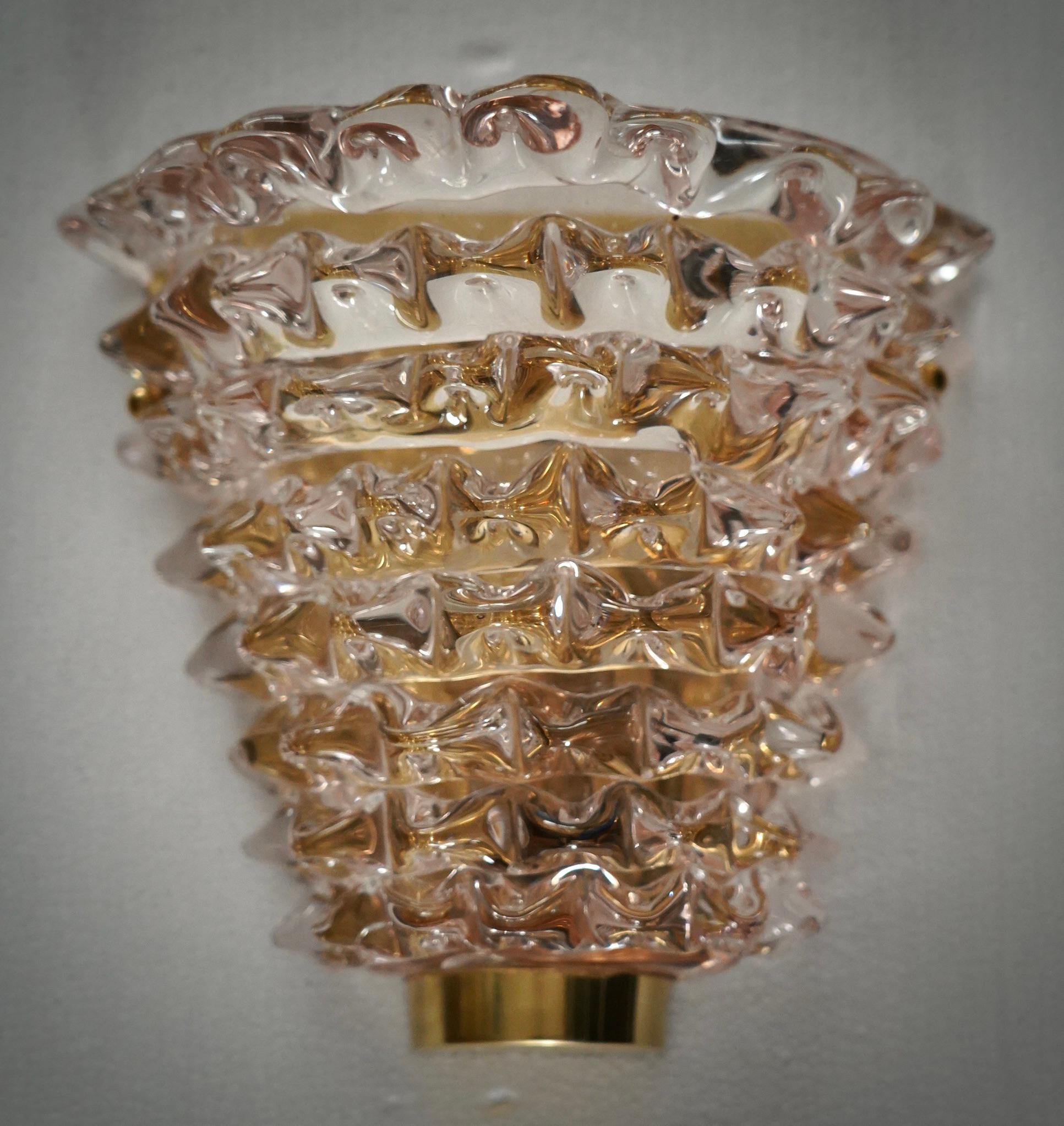 Aplique Redondo de Murano y Latón Color Rosa Claro, 2000 en venta 1