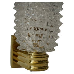 Murano Round Art Glass and Brass Light Pink Color Wall Light and Sconces, 2000