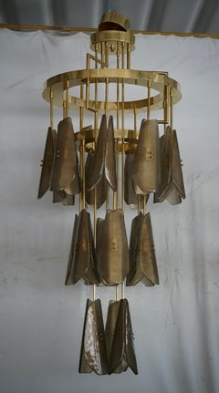 Murano Round Art Glass and Brass Mid-Century Chandelier and Pendant, 2020