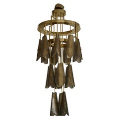 Murano Round Art Glass and Brass Mid-Century Chandelier and Pendant, 2020