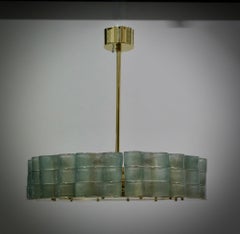 Murano Round Art Glass and Brass Midcentury Chandelier, 2000