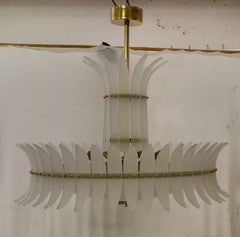 Murano Round Art Glass and Brass Midcentury Chandeliers and Pendant, 2000