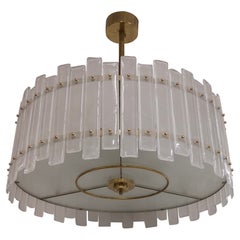 Lustres et pendentifs du milieu du siècle en verre d'art rond et laiton de Murano, 2000