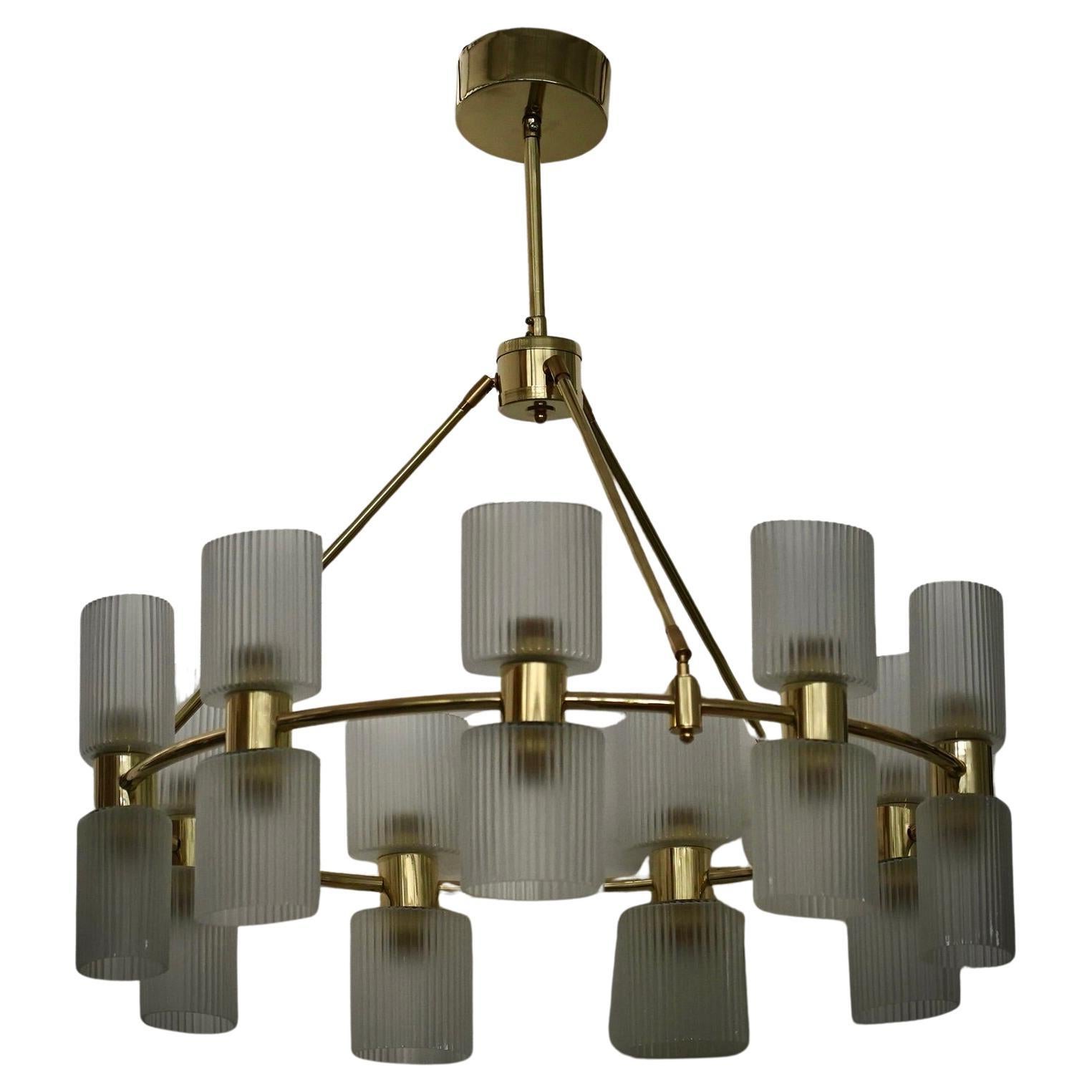 Murano Round Art Glass and Brass Midcentury Chandeliers and Pendant, 2020