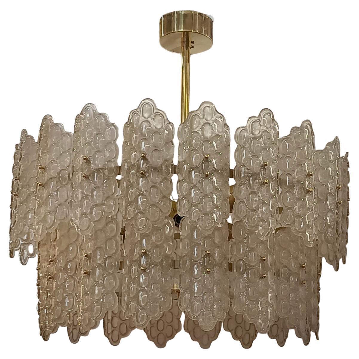 Murano Round Gold Art Glass and Brass Midcentury Chandeliers and Pendant, 2020