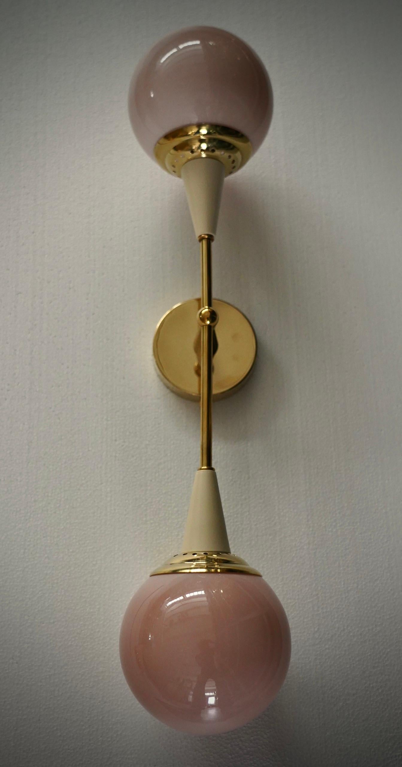 Aplique Redondo de Murano y Latón Color Rosa / Crema, 2000 Siglo XXI y contemporáneo en venta