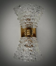 Murano Round Art Glass and Brass Transparent Color Wall Light and Sconces, 2000